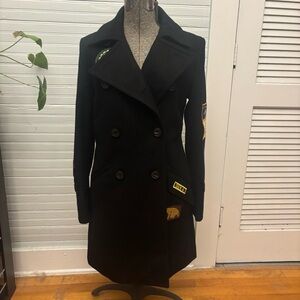 Women's Black Double-Breasted Coat